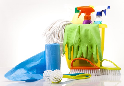 Local carpet cleaner working in a Surrey office setting